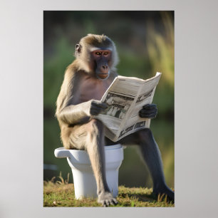 Funny Mandrill Monkey Bathroom Print Toilet Wall