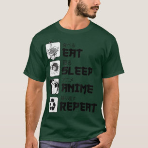 Funny Manga Teenagers Shirt Eat Sleep Anime Repeat