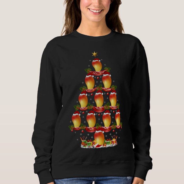 Funny Mango Fruit Xmas Tree Lighting Mango Christm Sweatshirt (Front)