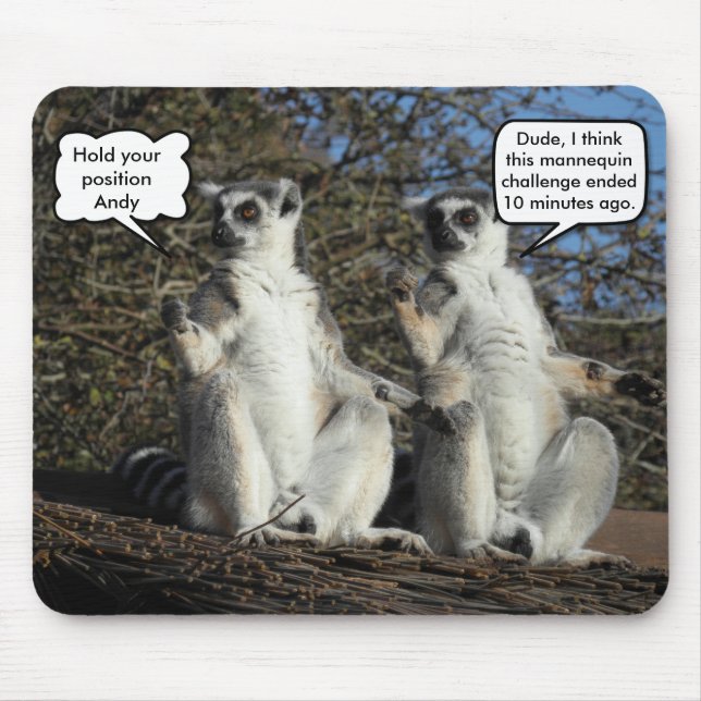 Funny Mannequin Challenge Meme Lemurs Mouse Pad (Front)