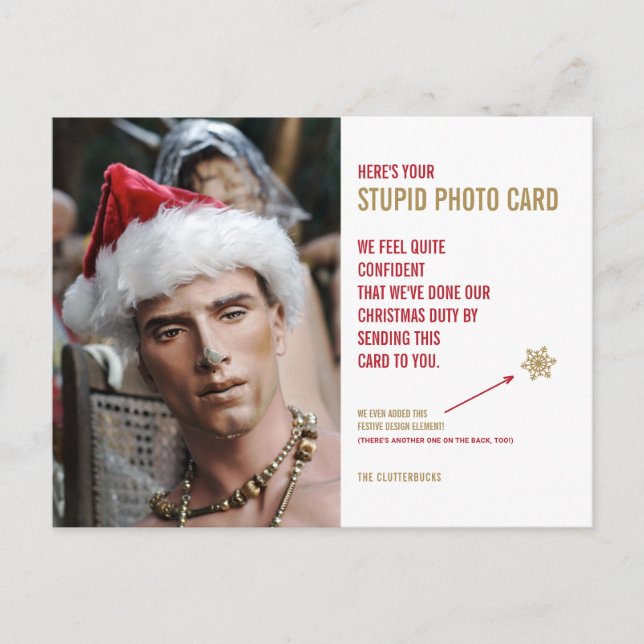 Funny Mannequin Holiday Stupid Photo Card Postcard (Front)