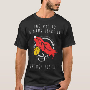 Funny Man's Heart Through Fly Dirty Pun Fish Fishe T-Shirt