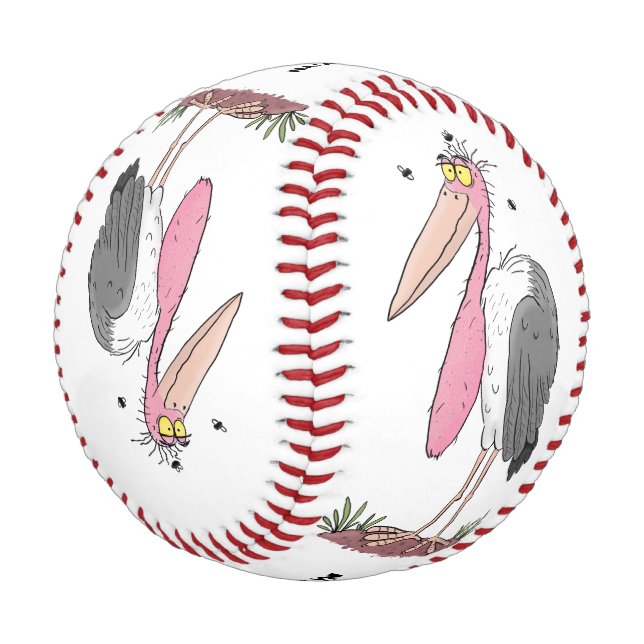 Funny marabou stork cartoon baseball (Angled)