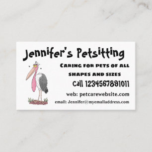 Funny marabou stork cartoon business card