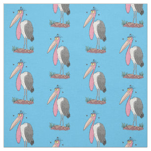 Funny marabou stork cartoon fabric