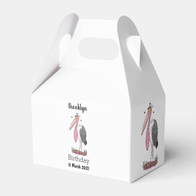 Funny marabou stork cartoon favour box (Front Side)
