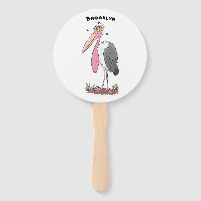 Funny marabou stork cartoon hand fan (Front)
