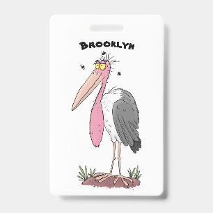 Funny marabou stork cartoon ID badge