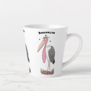 Funny marabou stork cartoon latte mug
