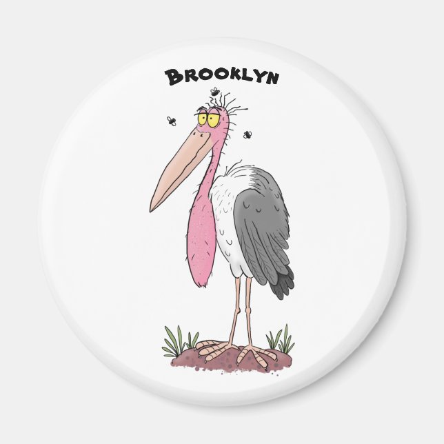 Funny marabou stork cartoon magnet (Front)