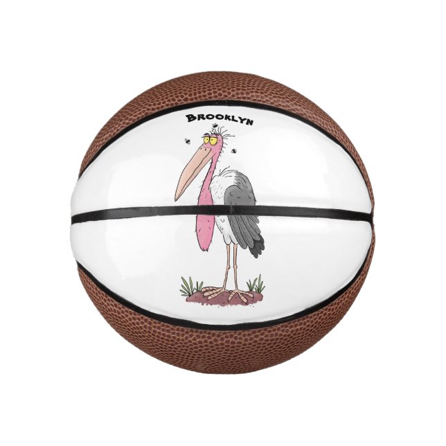 Funny marabou stork cartoon  mini basketball (Front)