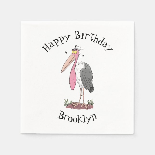 Funny marabou stork cartoon napkin (Front)
