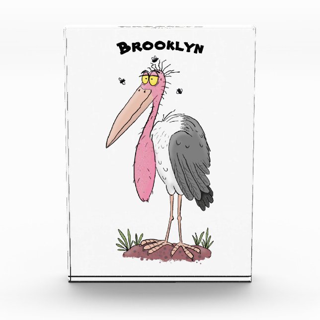 Funny marabou stork cartoon photo block (Front)