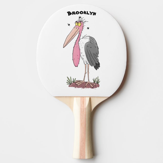 Funny marabou stork cartoon ping pong paddle (Front)