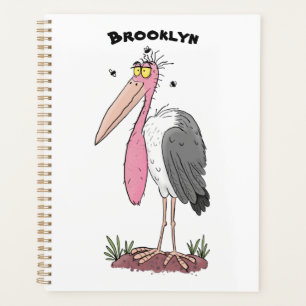 Funny marabou stork cartoon planner