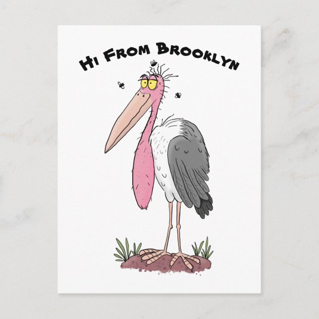 Funny marabou stork cartoon postcard (Front)