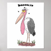 Funny marabou stork cartoon