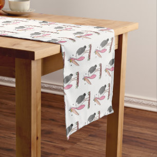 Funny marabou stork cartoon short table runner