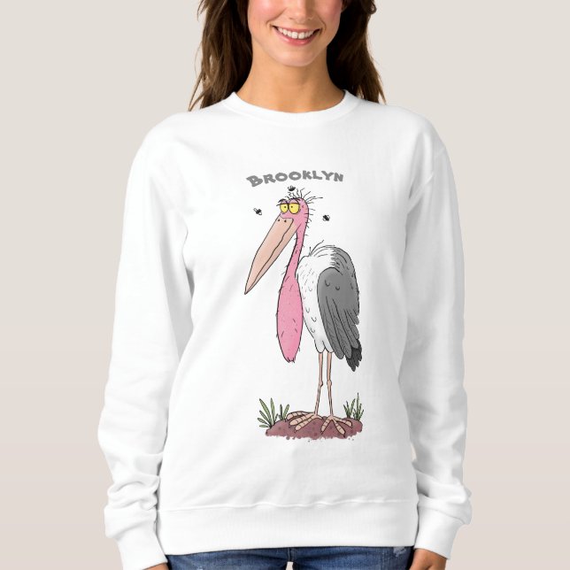 Funny marabou stork cartoon sweatshirt (Front)