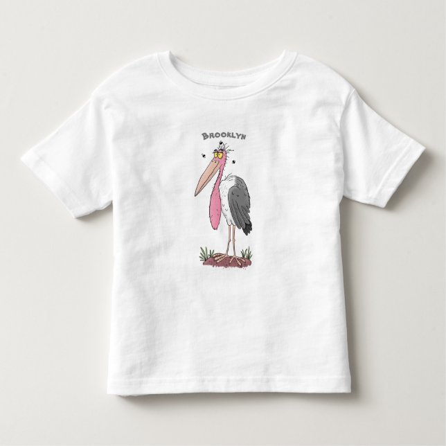 Funny marabou stork cartoon toddler T-Shirt (Front)