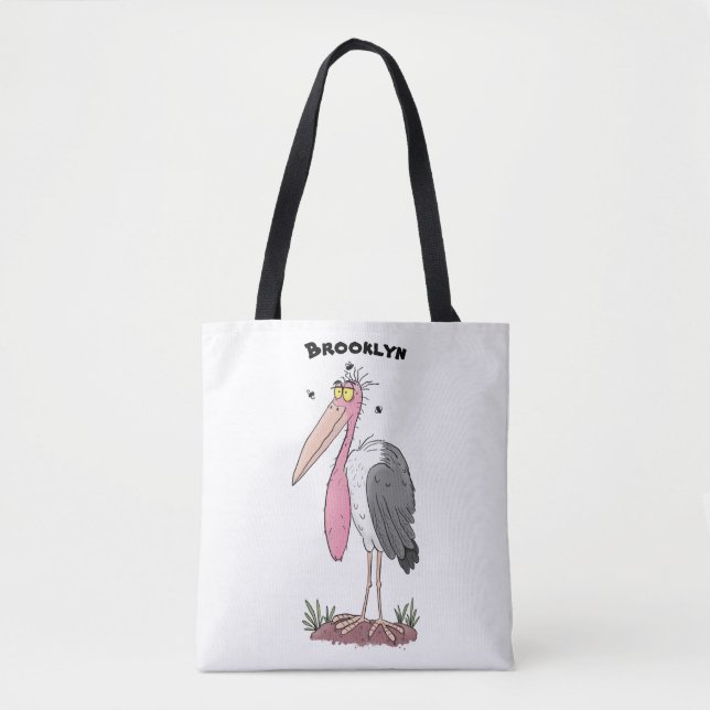 Funny marabou stork cartoon tote bag (Front)