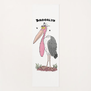 Funny marabou stork cartoon yoga mat
