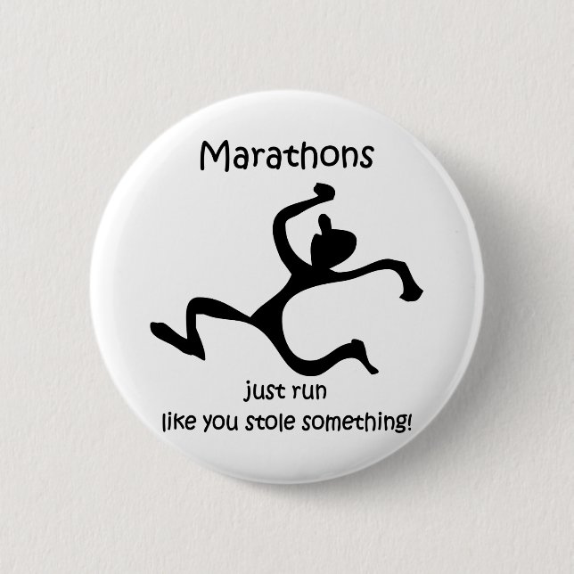 Funny marathon 6 cm round badge (Front)