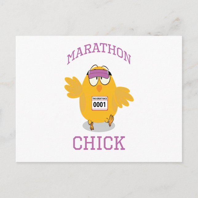 Funny Marathon Chick Postcard (Front)
