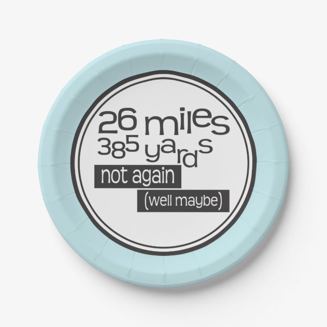 Funny Marathon Runner 26 miles 385 yards Paper Plate (Front)