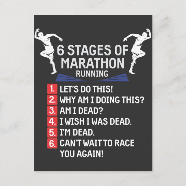 Funny Marathon Running Humour Runner Marathoner Postcard (Front)