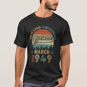 Funny March 1949 Vintage 75th Birthday Decorations T-Shirt