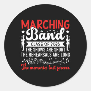 Funny Marching Band Senior 2026 Cl Of 2026  Classic Round Sticker