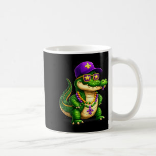 Funny Mardi Gras Alligator Beads Carnival Celebrat Coffee Mug
