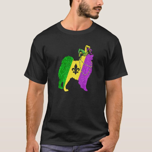Funny Mardi Gras American Eskimo Dog Mardi Gras Ha T-Shirt (Front)