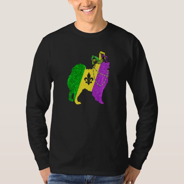 Funny Mardi Gras American Eskimo Dog Mardi Gras Ha T-Shirt (Front)