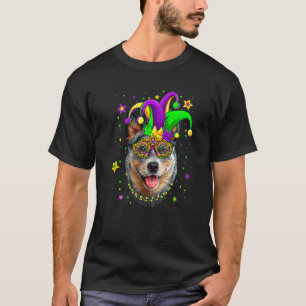 Funny Mardi Gras Australian Cattle Dog Beads Mask  T-Shirt