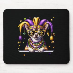 Funny Mardi Gras Bead Chihuahua Dog Festival Carni Mouse Pad