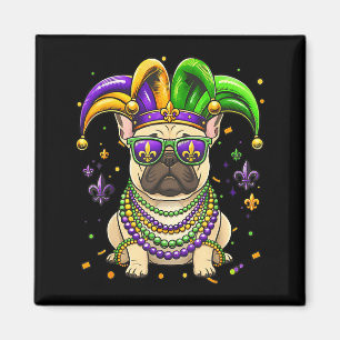Funny mardi gras bead french bulldog festivalFunny Magnet