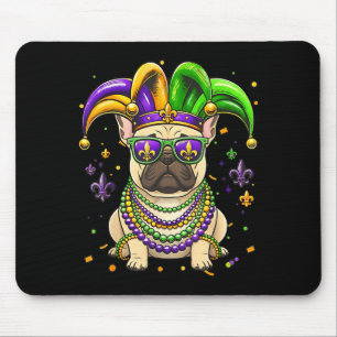 Funny mardi gras bead french bulldog festivalFunny Mouse Pad