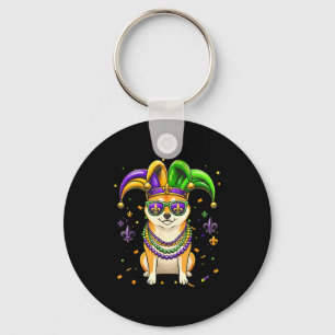 Funny mardi gras bead shiba inu dog festivalFunny  Key Ring
