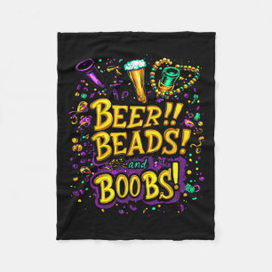 Funny Mardi Gras Beer Beads Breast New Orleans Fleece Blanket