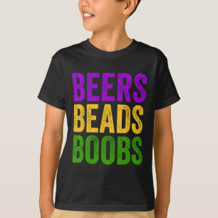 Funny Mardi Gras Beers Beads Breast Tee New Orlean