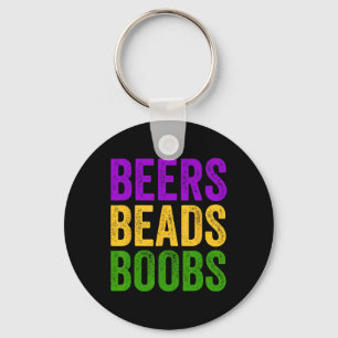 Funny Mardi Gras Beers Beads Breast Tee New Orlean Key Ring