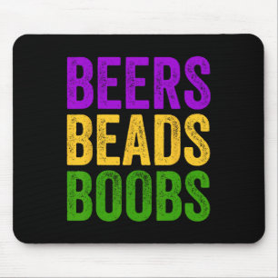 Funny Mardi Gras Beers Beads Breast Tee New Orlean Mouse Pad