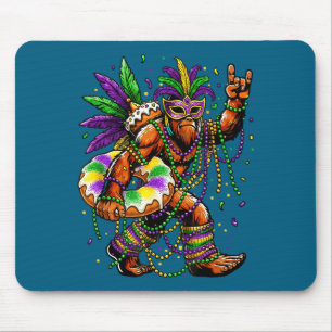 Funny Mardi Gras Bigfoot King Design Mouse Pad