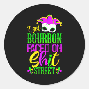 Funny Mardi Gras Bourbon Street , New Orleans Drin Classic Round Sticker