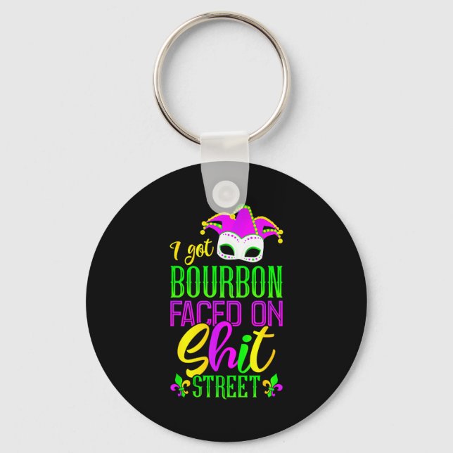 Funny Mardi Gras Bourbon Street , New Orleans Drin Key Ring (Front)
