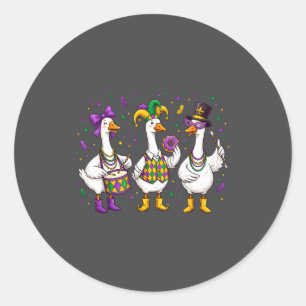 Funny Mardi Gras Carnival Silly Goose Mask Louisia Classic Round Sticker