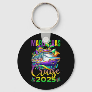 Funny Mardi Gras Cruise 2025 Mask Beads Fat Tuesda Key Ring