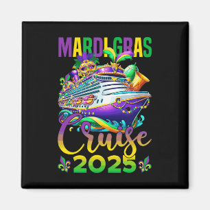 Funny Mardi Gras Cruise 2025 Mask Beads Fat Tuesda Magnet